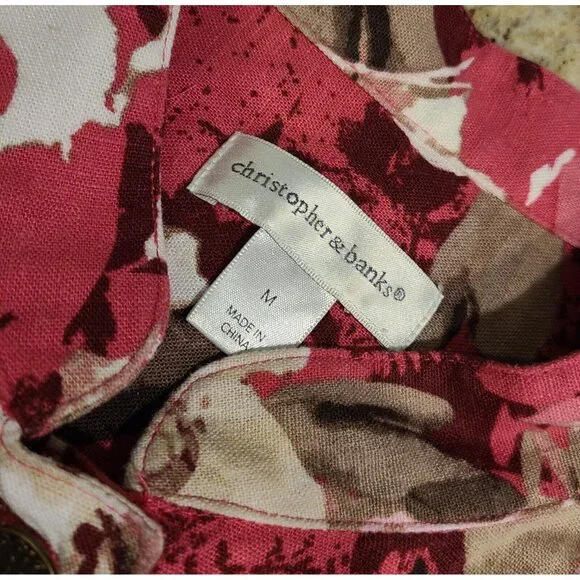 Lot of 2 Christopher Banks Sz M Button Up Jacket Blazer Pink Floral Lightweight - Picture 11 of 16